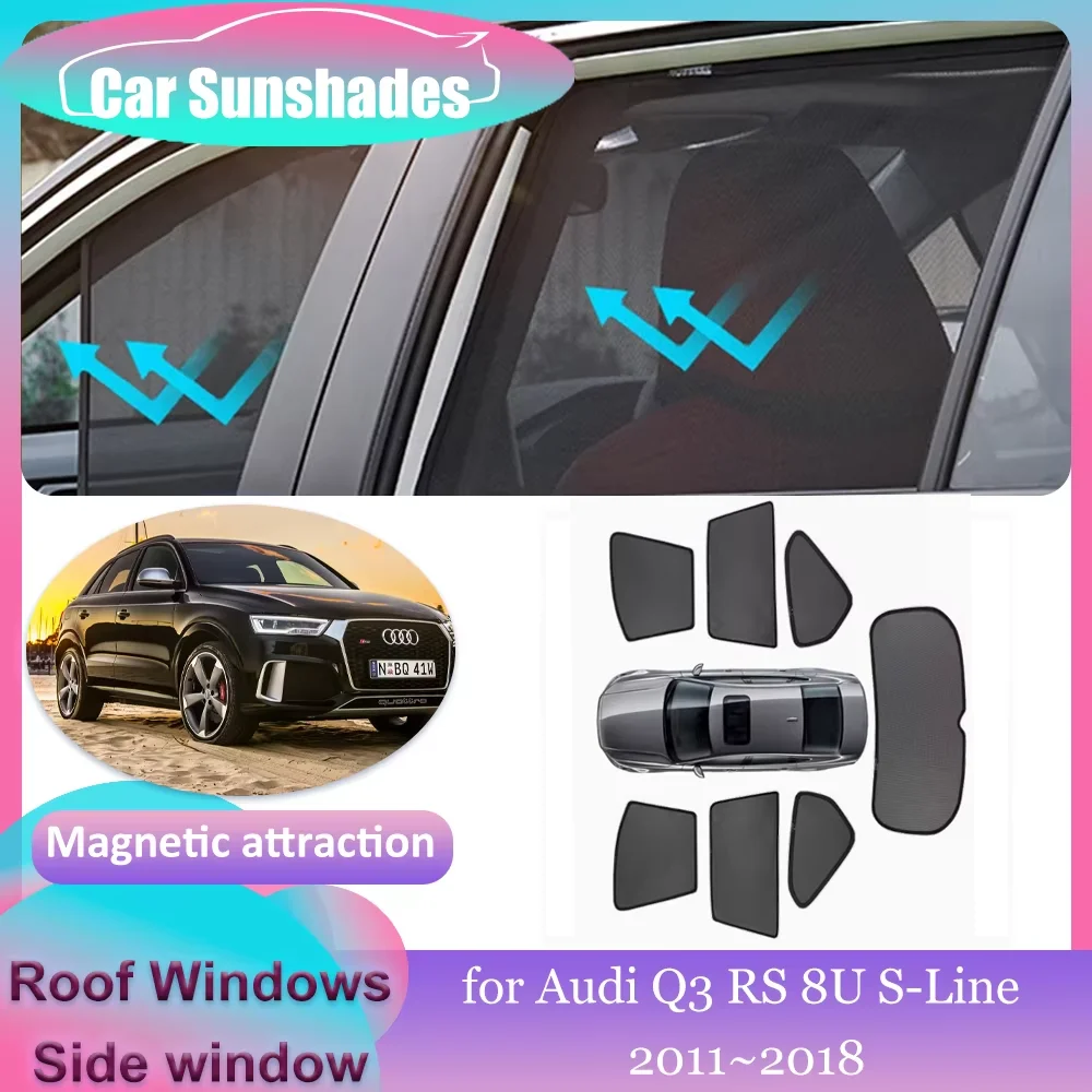 

Автомобильные магнитные солнцезащитные очки для Audi Q3 RS 8U S-Line 2011 ~ 2018, 2012 2013 2014 2015 2016 2017 солнцезащитный козырек на крышу, накладка на лобовое стекло, занавеска, крыша, аксессуары