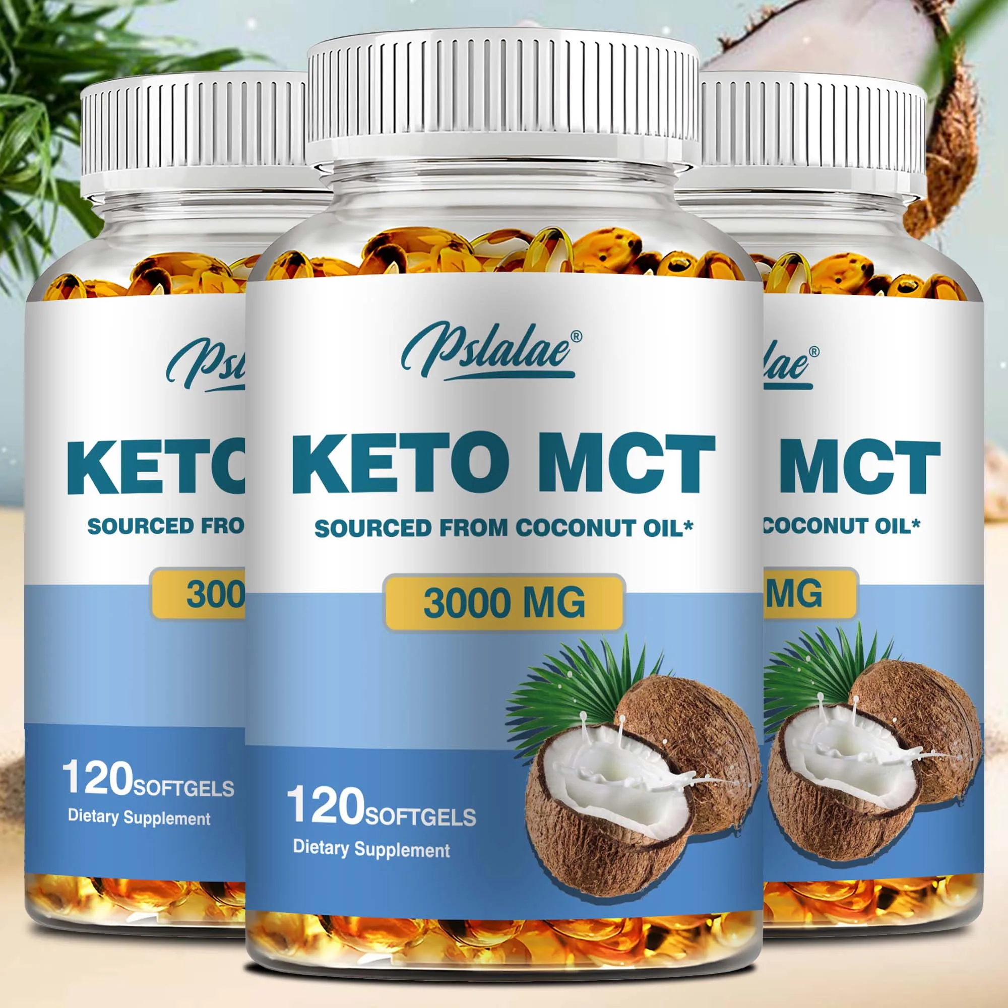 Keto MCT Oil - Boosts Metabolism, Energy and Brain Function, Fat Burning - 120 Capsules