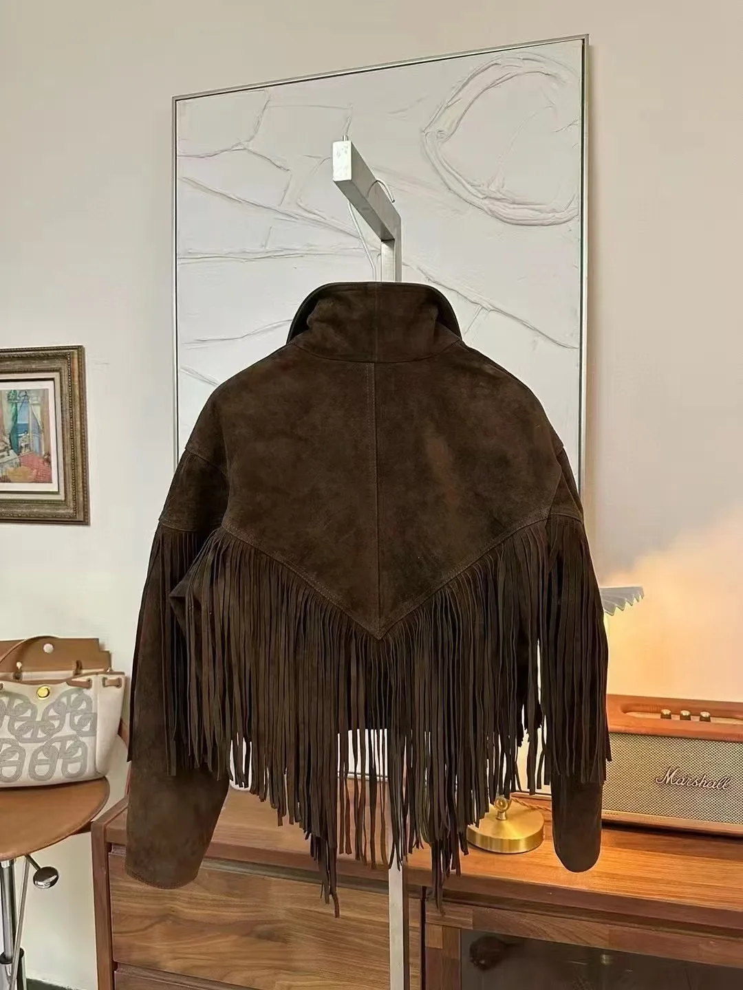 

High quality early autumn women's retro artistic deer skin velvet Maillard style jacket SU324