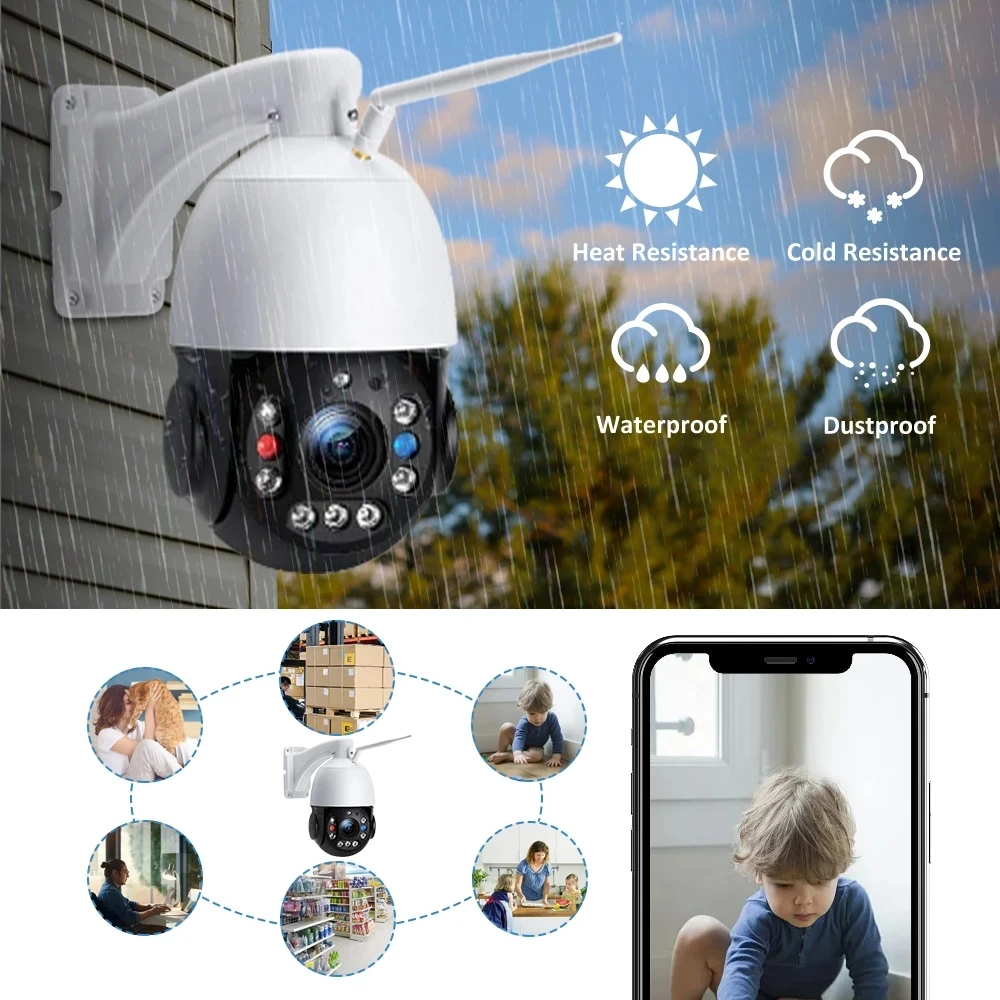 Imagem -04 - Unilook Câmera ip Ptz Wifi 5mp ai Rastreamento Automático 30x Zoom sem Fio Câmera Cctv Velocidade Dome Áudio Bidirecional ao ar Livre ir 150m Camhi App