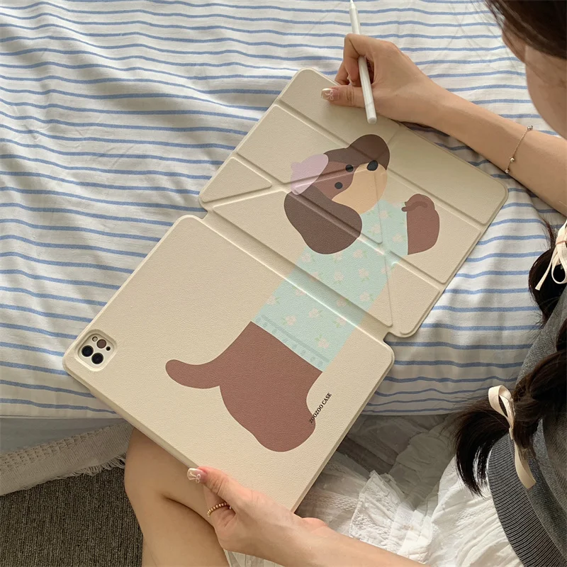 Cute Cartoon Puppy Case For Apple iPad Air 2024 13 inch Pro 11\'\' 12.9 inch Air 5/4 10.9 10th 7/8/9 10.2 10.5 inch Cover Cases