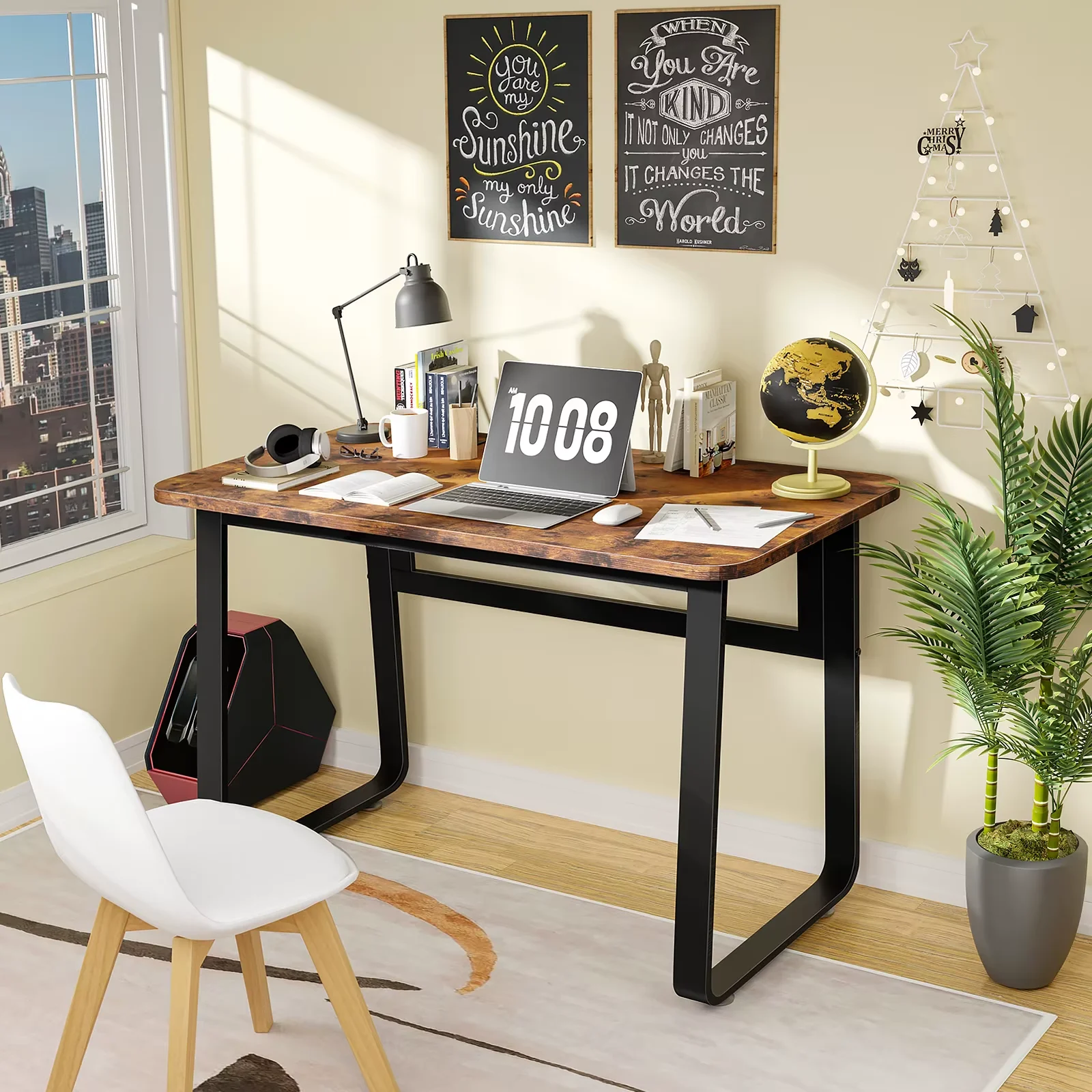Escritorio de Computadora Minimalista Resistente, Mesa de Oficina y Estudio con Bastidor Sólido, Medidas Disponibles 100×60 cm y 120×60 cm para Hogar y Oficina
