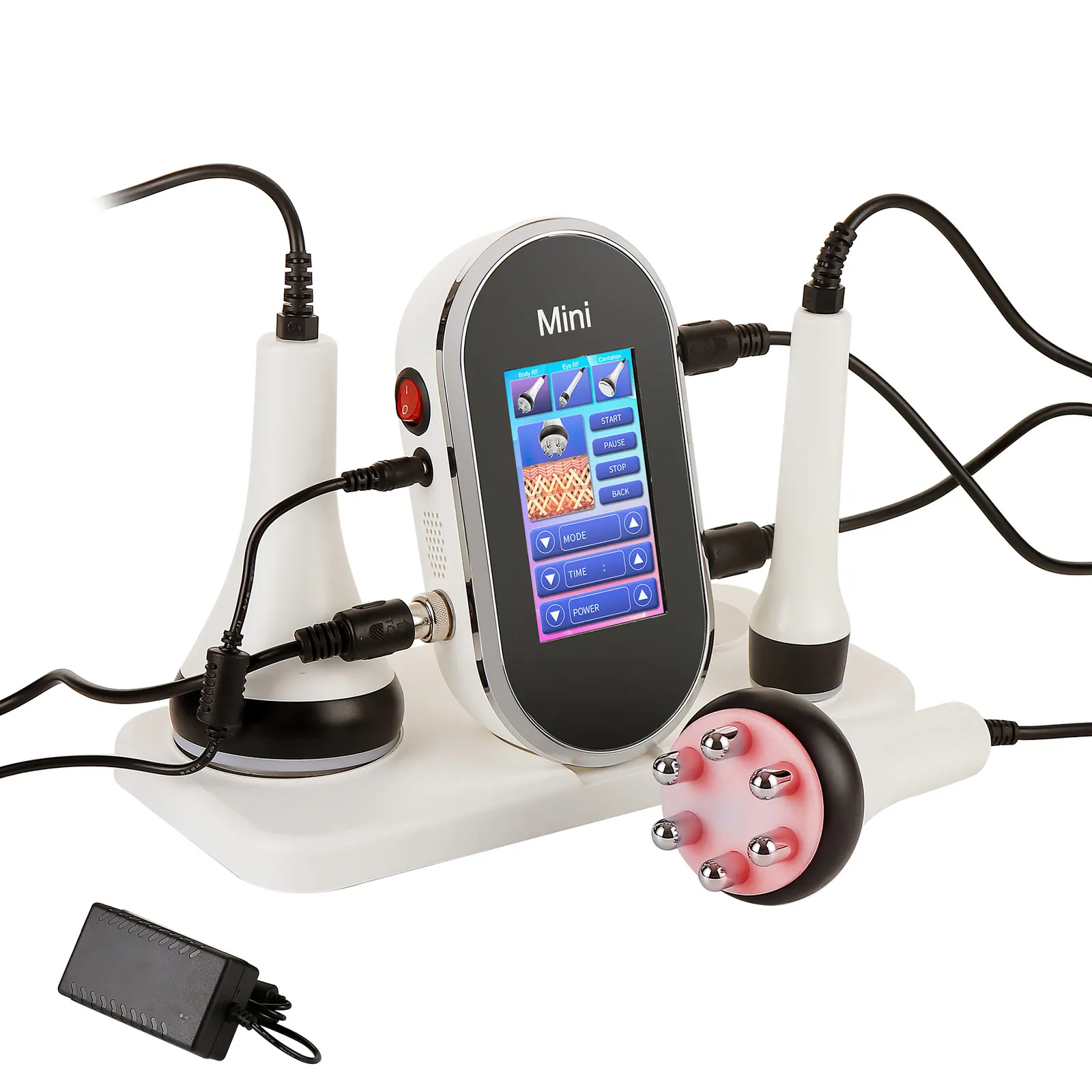 Dispositivo 3 en 1 Multifuncional para Contorno Corporal, Adelgazamiento y Reafirmación de la Piel, Dispositivo de Belleza Ultrasónico con Microcorriente, Múltiples Puntas