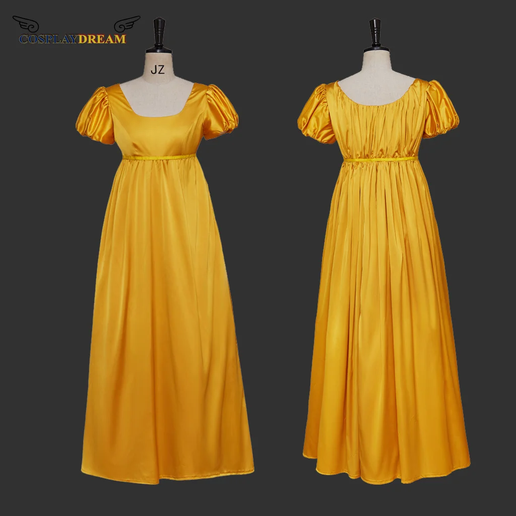 Victorian regency dress empire waist gowns Jane Austen Vintage Dress High Waistline Tea Party dress gown yellow dress