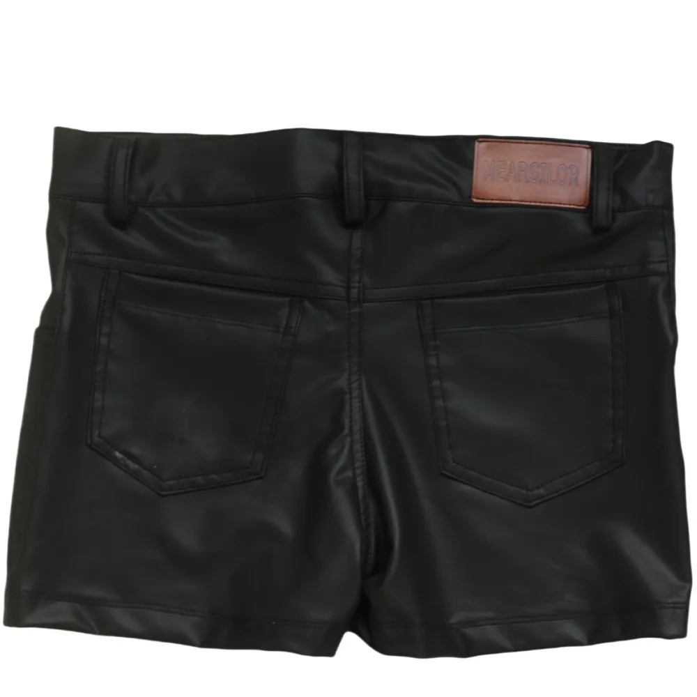 Bild 6: Herren Sexy Shorts Unterwäsche Niedrige Taille Elastische PU-Leder Boxershorts Schwarz Stylisch