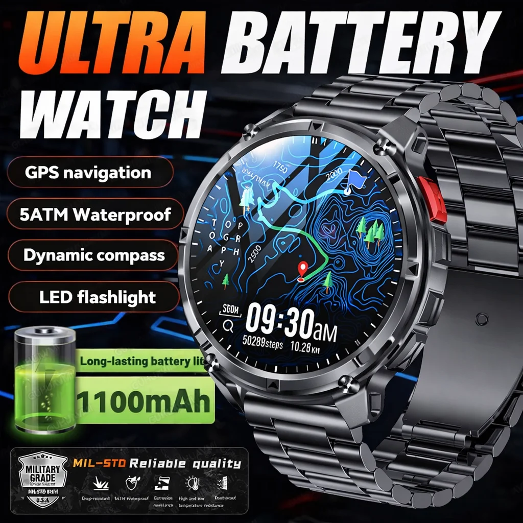 2026 New Ultra Battery GPS Military Smart Watch 1.7