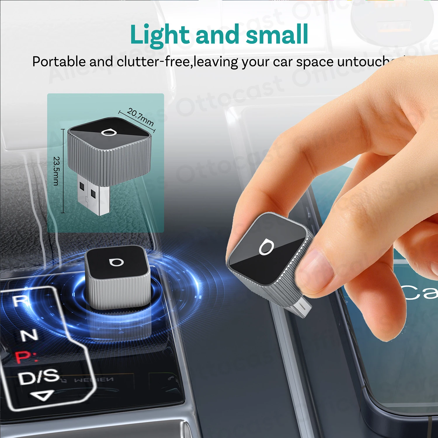OTTOCAST Mini Slim Cube Wireless CarPlay Android Auto Adapter 2 in 1 USB AI Autozubehör für VW Haval Audi Kia Porsche Lexus – Detail 7