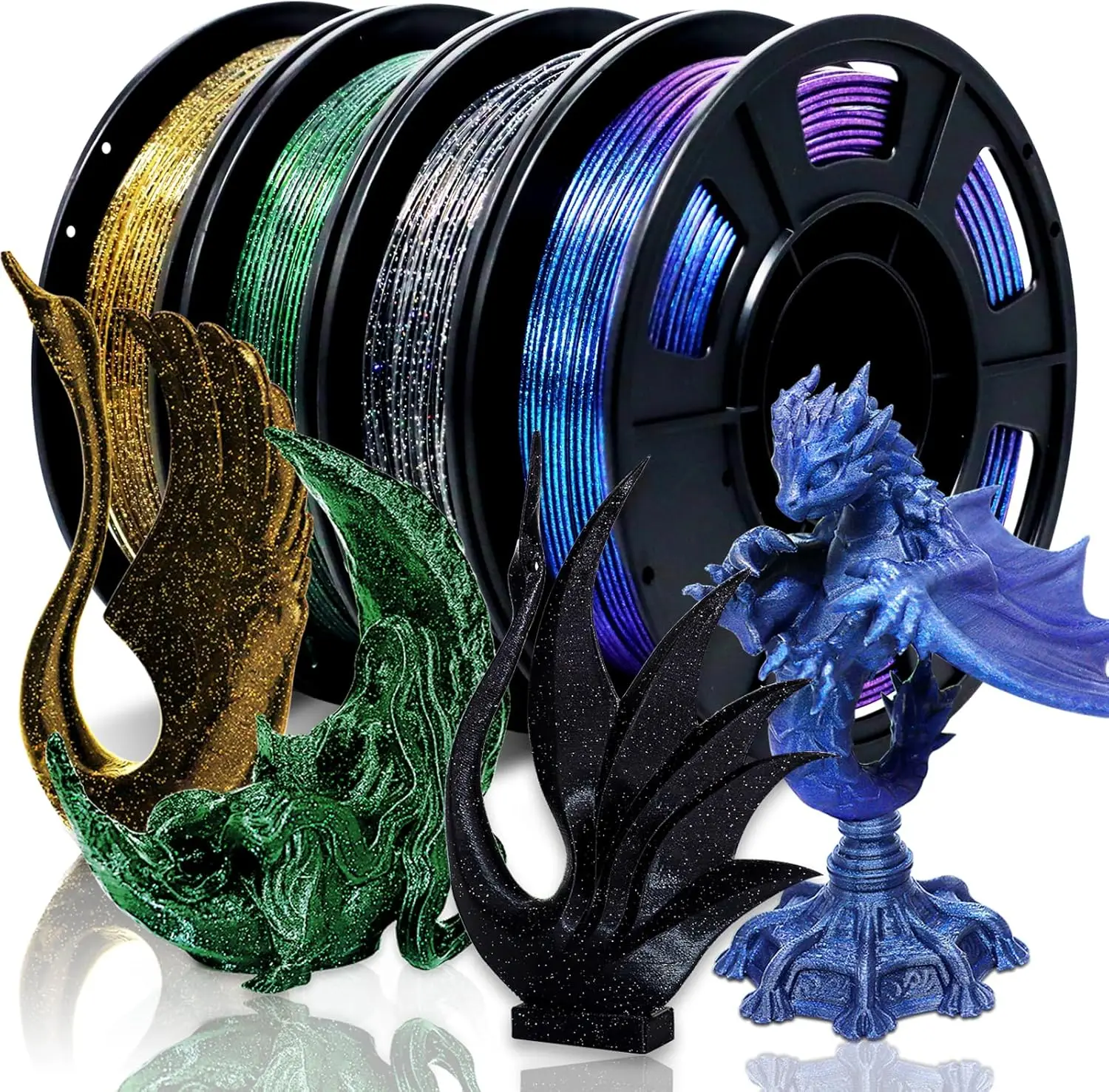 

Филамент для 3D-принтера Galaxy PLA, 1.75 мм, набор для 3D-печати, многоцветный филамент, триколор, 250 г, комплект из 4 цветов.