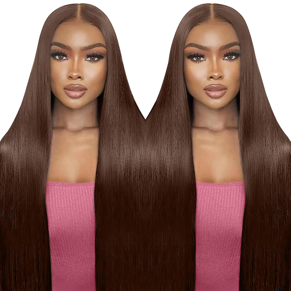 

Парик с прямыми волосами 13x4, 13x6, прозрачный кружевной фронтальный парик, предварительно выщипанный с детскими волосами 4 # Шоколадно-коричневые 100% человеческие волосы для женщин