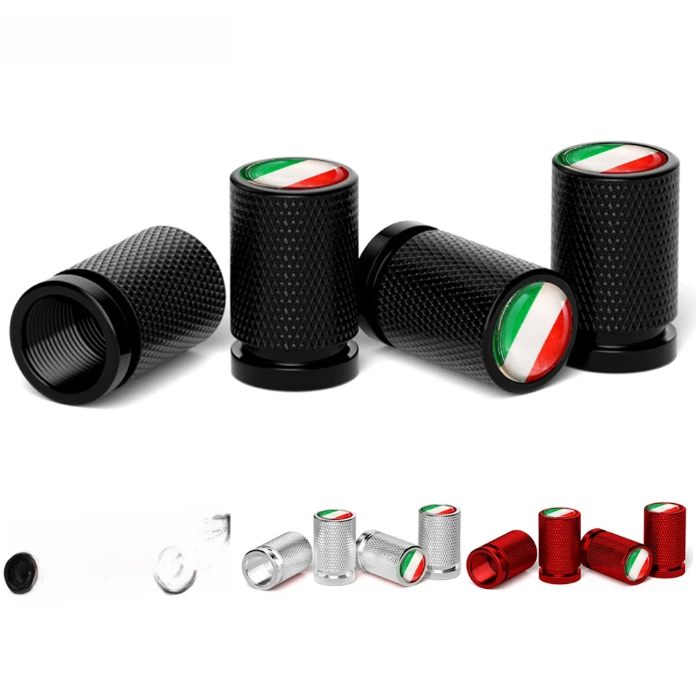 Bouchons de tige de valve de voiture drapeau national d'italie, bouchons de tige de valve de pneu universels pour voitures, suv, vélos, vélos, camions, motos 4 pièces