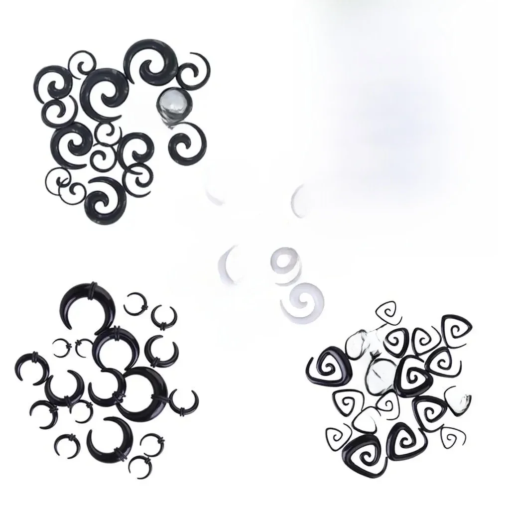 18 szt. Zestaw do rozciągania uszu 14G-00G akrylowy spiralny ślimak Piercing biżuteria — zdjęcie 2