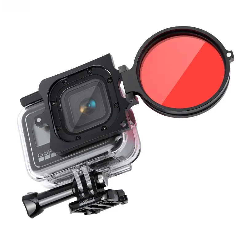 Oryginalna wodoodporna obudowa filtra obiektywu ochronna powłoka filtra uchwyt adaptera do kamery Gopro Hero 8 Action Purple Red Filters — zdjęcie 2