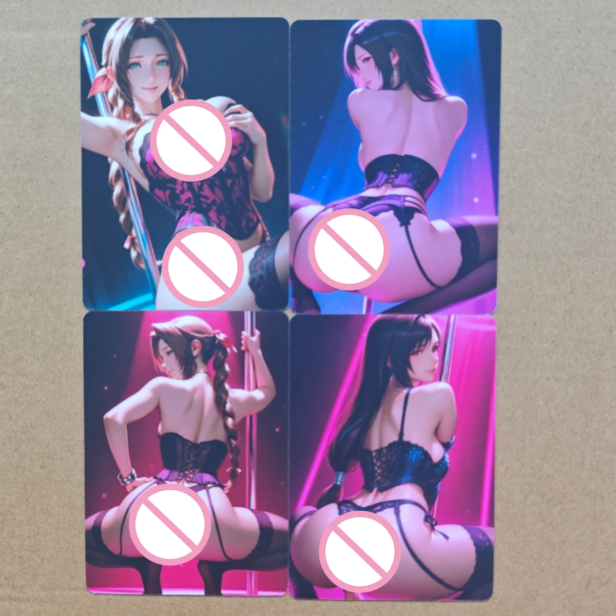 مزدوجة الوجهين 8 قطعة/المجموعة بطاقات مثيرة FF7 Tifa Aerith لعبة لتقوم بها بنفسك بطاقات PTCG لعب الفتيات الجميلات جمع بطاقة 18 + #3