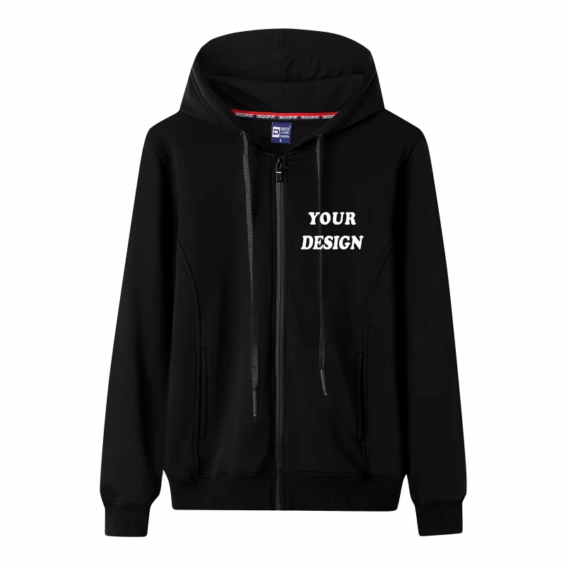 100% Cotton Winter Zipper Hooded Sweater Unisex Solid Color All-Match Coat Couple Embroidery Printing Customization 2022 New