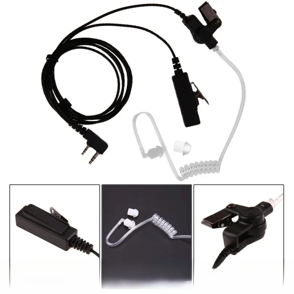 Dla Baofeng Kenwood UV-5R radia mikrofon słuchawki słuchawki słuchawki słuchawki 2 Pin ukryty przewód akustyczny słuchawki douszne z mikrofonem — zdjęcie 2