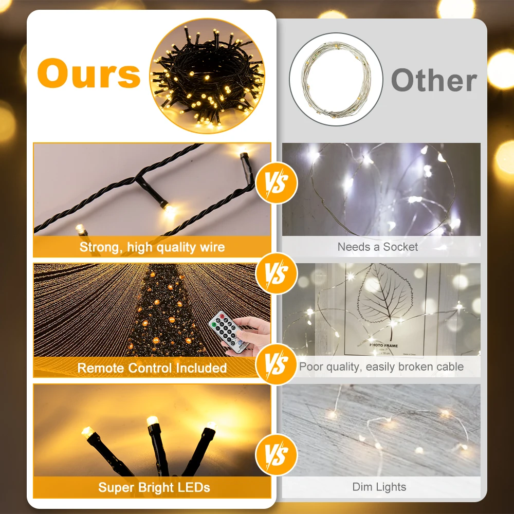 25 m Weihnachten LED Lichterketten 8 Modus Im Freien Wasserdichte Girlande Lichterkette Für Haus Garten Weihnachten Urlaub Party Hochzeit decor – Detail 5