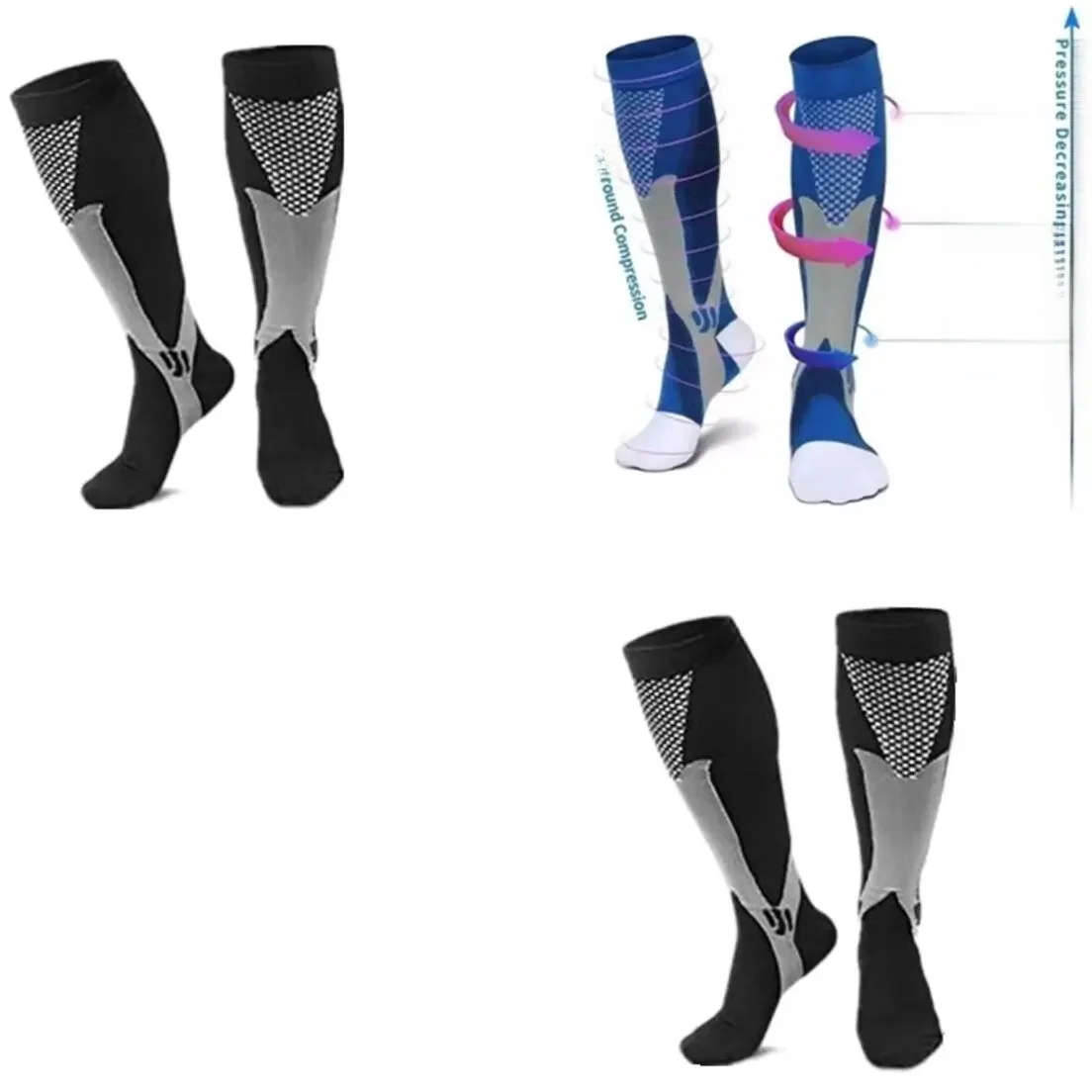 AliExpress NONE Free Shipping 3 Pairs Compression Socks for Varicose Veins Football Soccer 20-30 Mmhg Men Women Sport Socks for Running Cycling