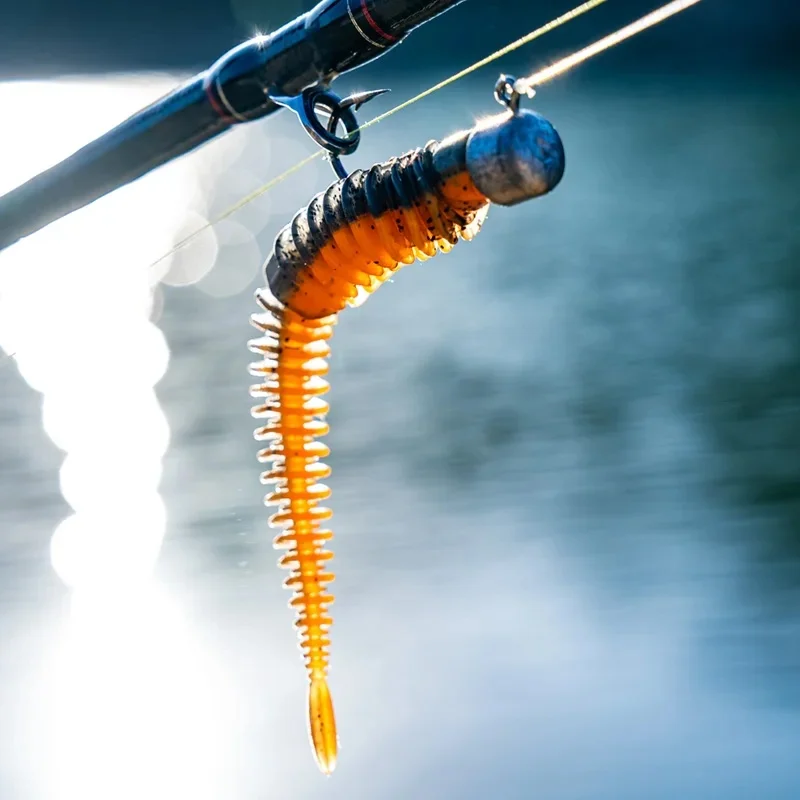 LINNHUE 10 pièces/paquet appâts de pêche flottants en queue d'aiguille 75mm 85mm leurres souples de ver fil inversé appâts en Silicone Wobblers carpe