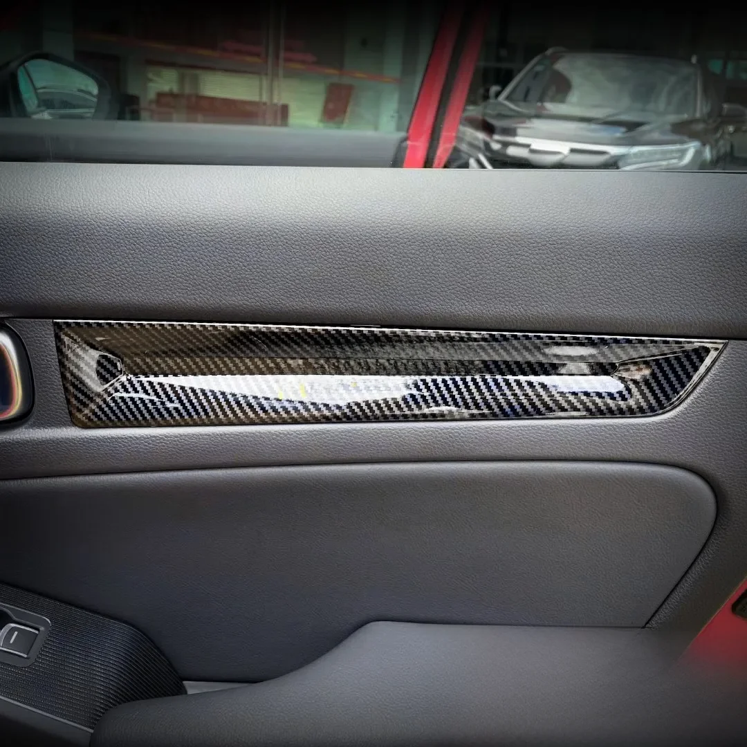 Carbon Fiber Car Interior Door Panel Trims Moulding For 2022-2025 Honda Civic 11th Accessories