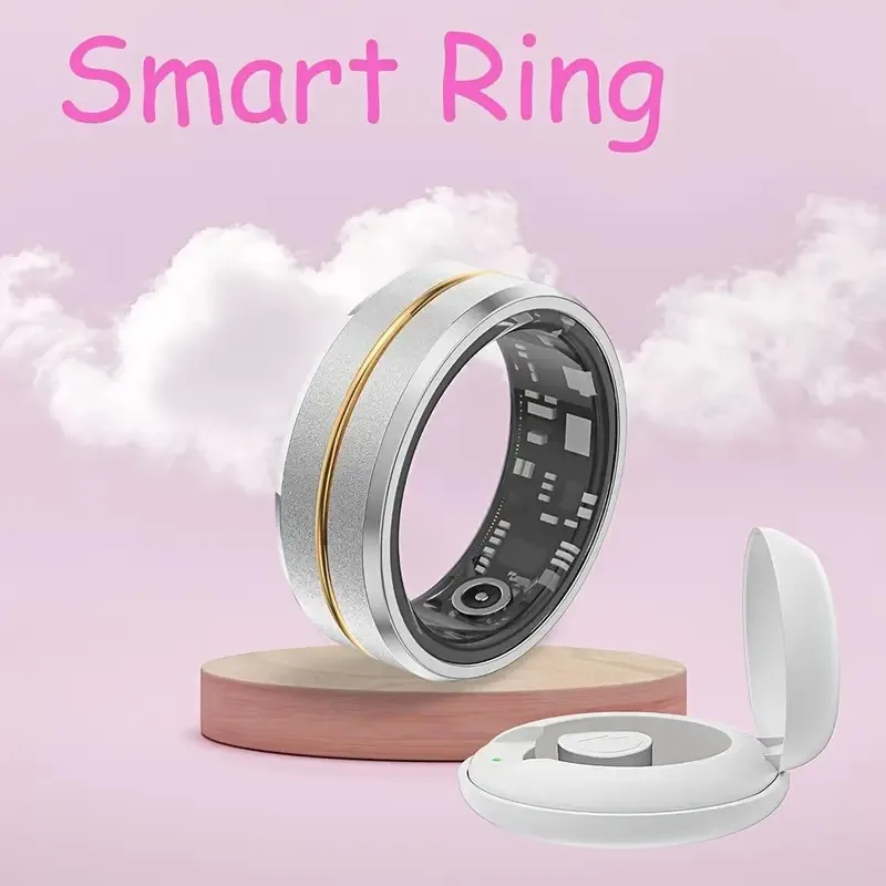 Fashion Women's Smart Ring, Sports Style Wide Ring, 5 Sports Mode Data Tracker, Sleep Quality Monitor, Stainless Steel Material