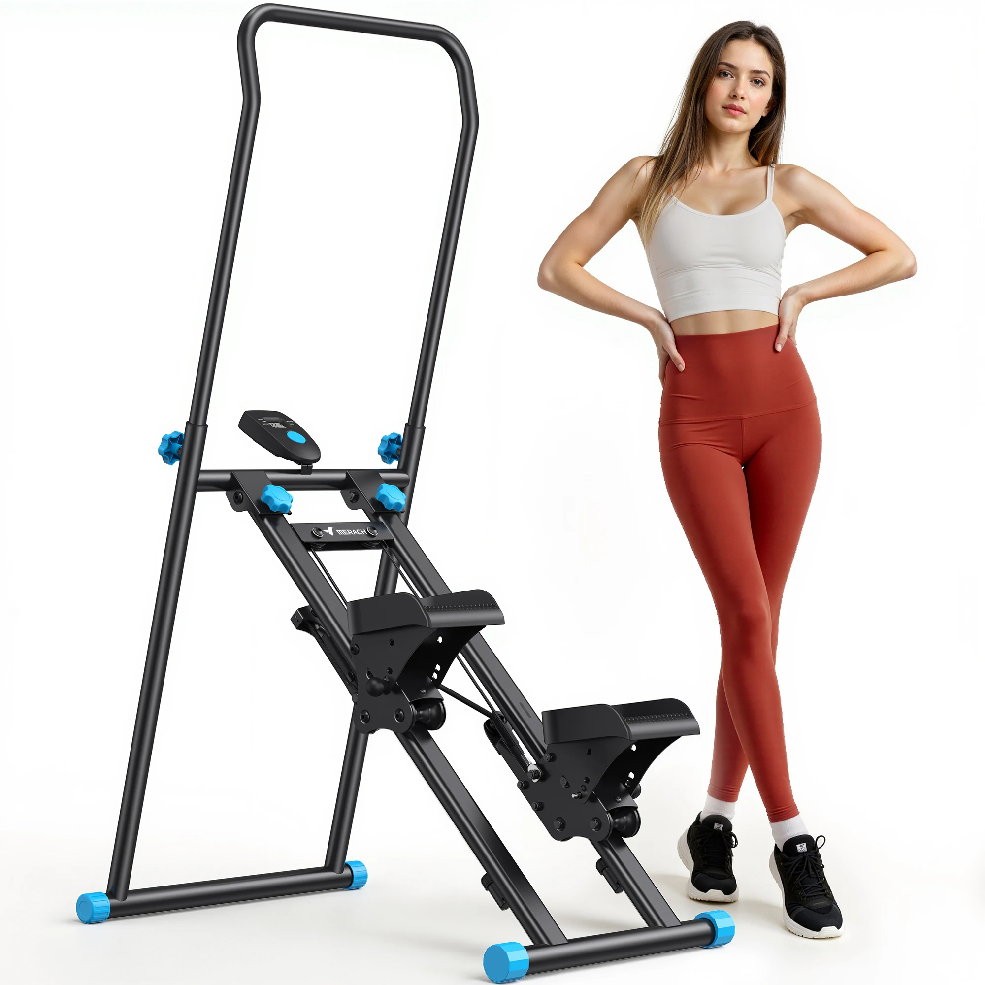 MERACH Treppenstepper für Heim-Fitnessstudio-Übungen, neue Version, vertikale Klettermaschine, Ganzkörpertraining, kompakter, zusammenklappbarer Cardio-Stepper