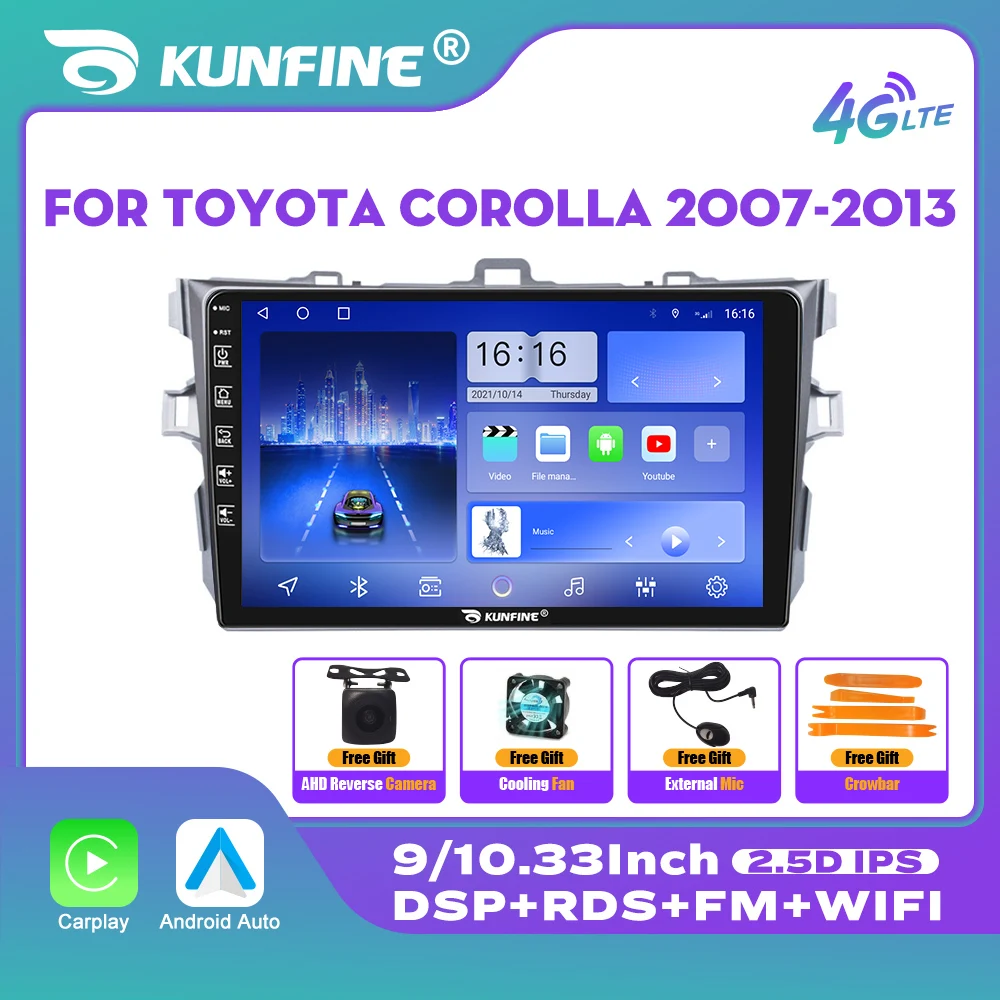 10.33 Inch Car Radio For Toyota COROLLA 2007-13 2Din Android Octa Core Car Stereo DVD GPS Navigation Player QLED Screen Carplay