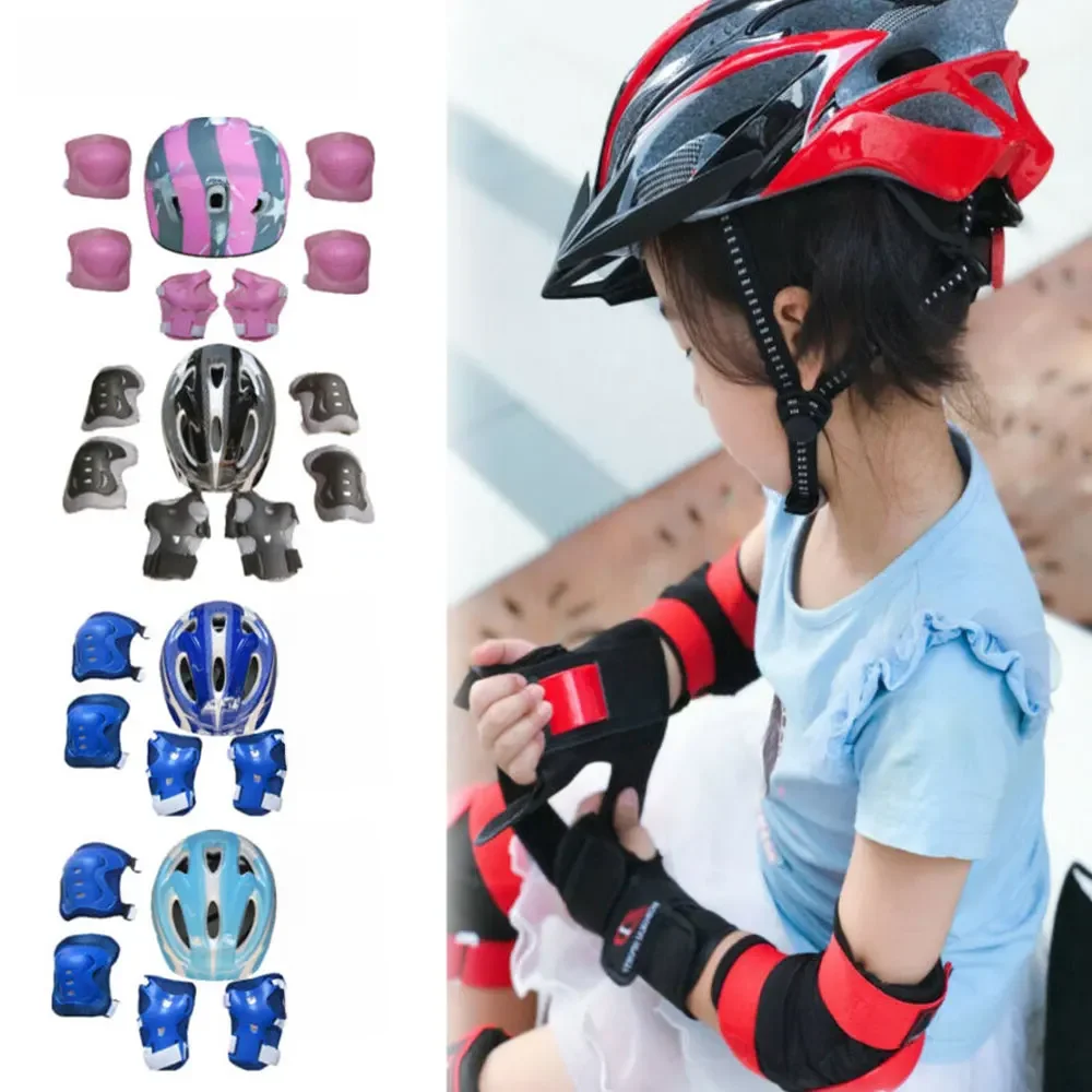 AliExpress XQWOXQ 7Pcs/Set Kids Roller Skating Bicycle Helmet Knee Wrist Guard Elbow Pad Set for Children Cycling