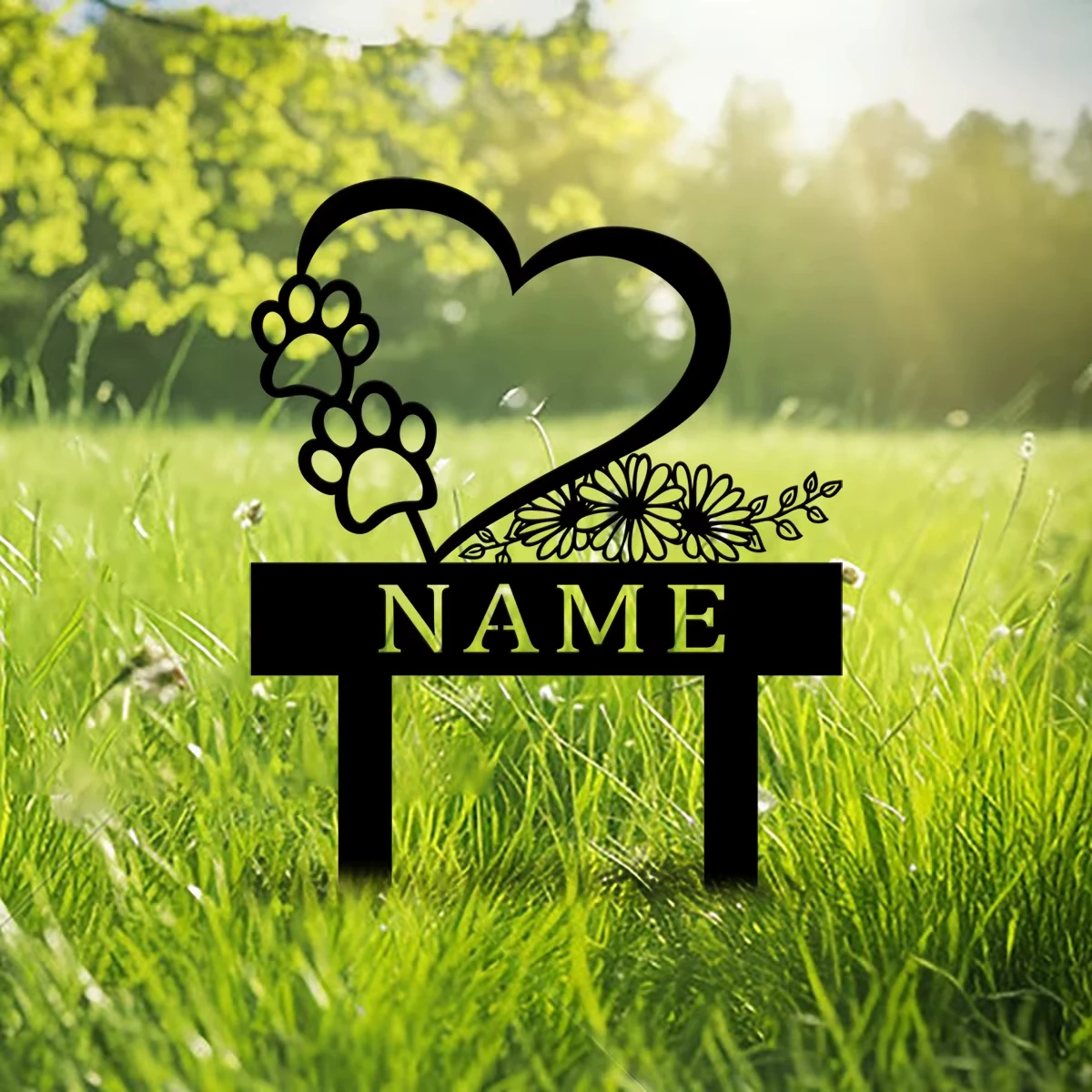 Custom Personalized Heart with Dog Paws Memorial, Metal Dog Pet Memorial Marker, Metal Dog Garden Stake Sign, Custom Dog Name image 5