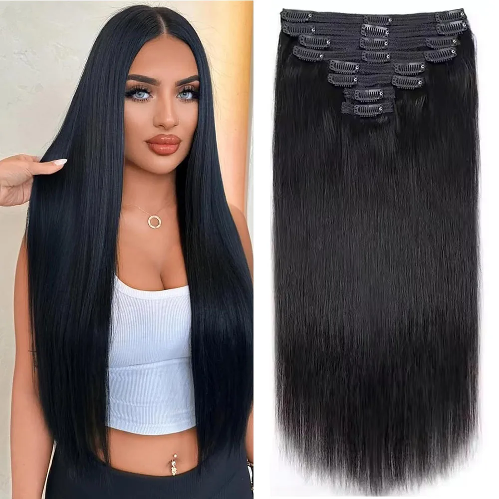 Straight Clip In Human Hair Extensions Natural Color 100% Remy Human Hair Clip In 110g 8Pcs/Set Full Head For Women