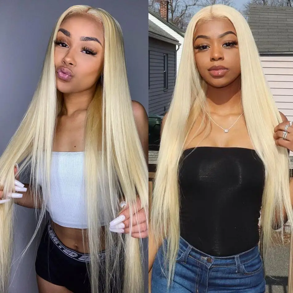 Lace Front Human Hair Wigs for Women  HD Transparent Frontal Wig Honey Blonde Color  Straight  13x4, 180 Density, 28  30 inch