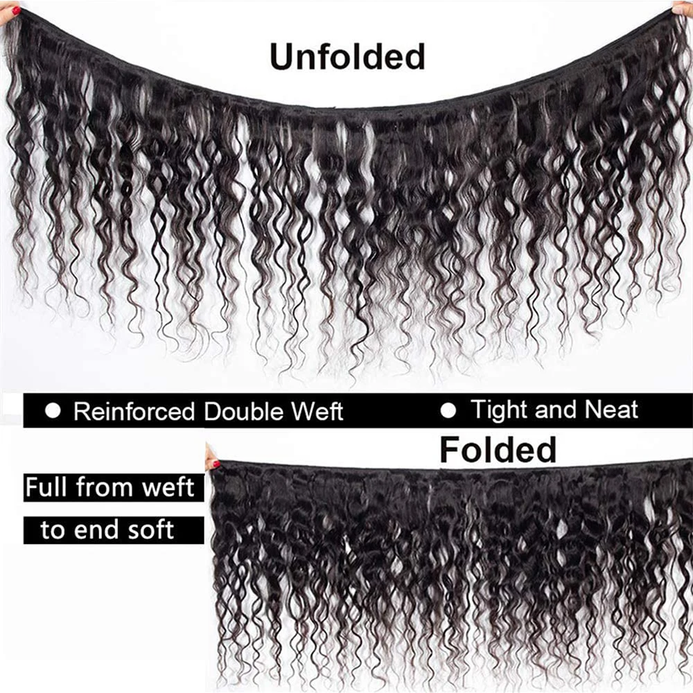 Bundles de cheveux humains de vague d'eau, vrais cheveux humains, 100% non transformés, tissage de cheveux vierges, faisceaux de cheveux Remy, extensions de cheveux, 30 po