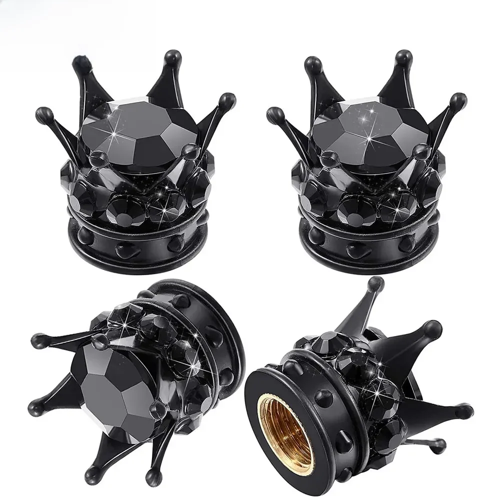 4 szt Korona Kołpaki zaworów opon Bling Crystal Rhinestone Uniwersalne chromowane korony Pojazd Samochodowe kołpaki opon Pokrowce Autos Accesorios — zdjęcie 2