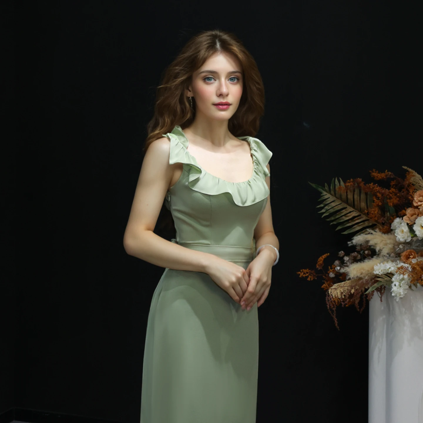 Sharon disse 2025 elegante cetim verde recortado babados vestido de dama de honra bainha simples vestidos de convidados de casamento feminino bs020 personalizado