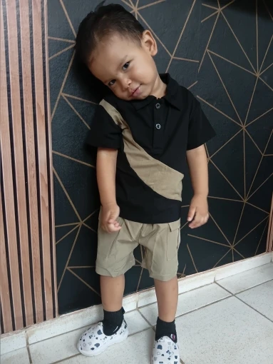 2Pcs Baby Boys' Sports and Leisure Set lapel Color blocked Short Sleeves and Shorts for 0-3 Year Toddlers Baby Boys Summer Set photo review