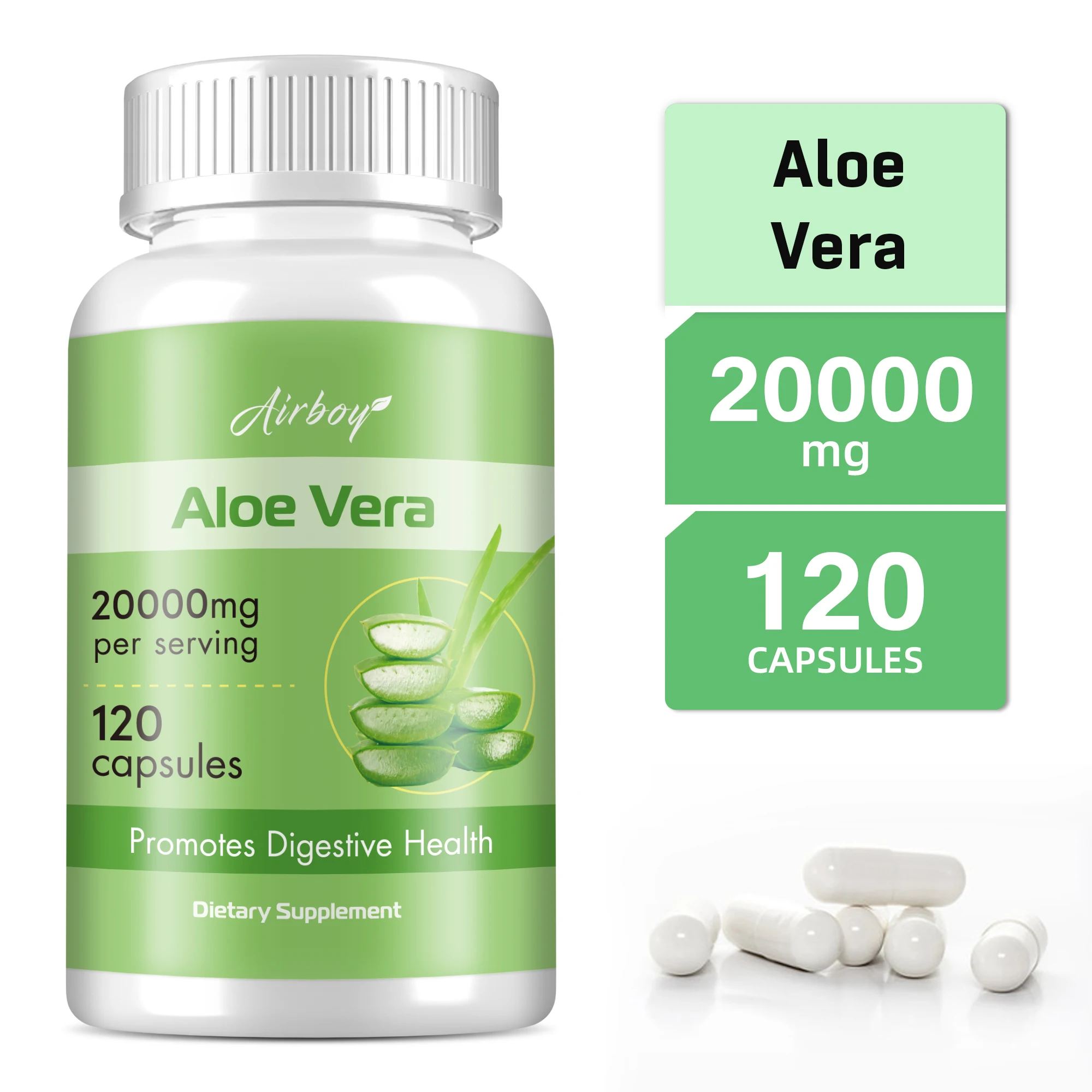 Aloe Vera Supplement - Gut Health & Digestive Comfort, Stomach Acid Buffer, Natural Immune Health - 120 Capsules