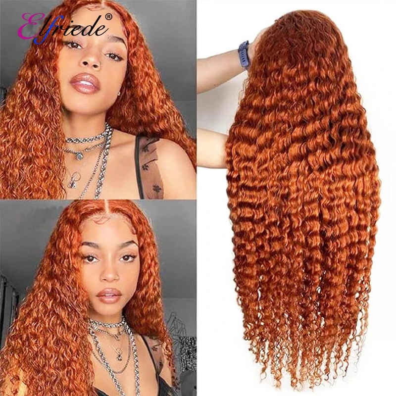 Elfriede #350 Ginger Orange Lace Front Wigs for Women Deep Wave 13X4 13X6 HD Lace Frontal Wig Colored Brazilian Human Hair Wigs