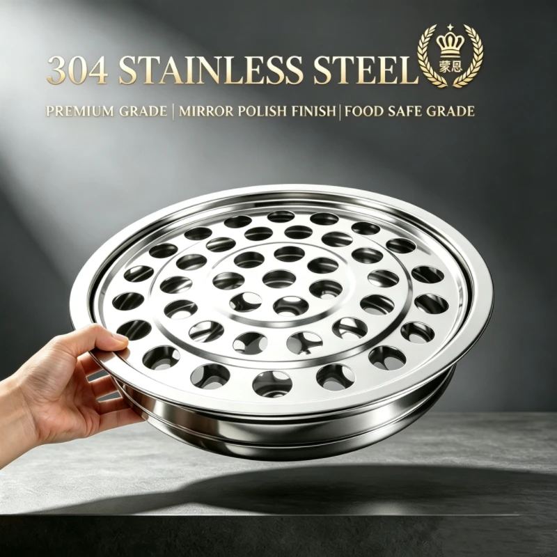 Stainless Steel Communion Tray Base Dish Plate - 40 Holes Round Design for Church Art And Holy Design Products No Cups Included