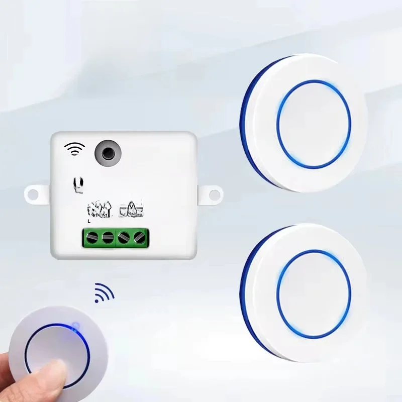 RF 433MHz sans fil 10A relais récepteur télécommande interrupteur de lumière 220V 110V Mini bouton rond panneau mural interrupteur pour lampe à LED