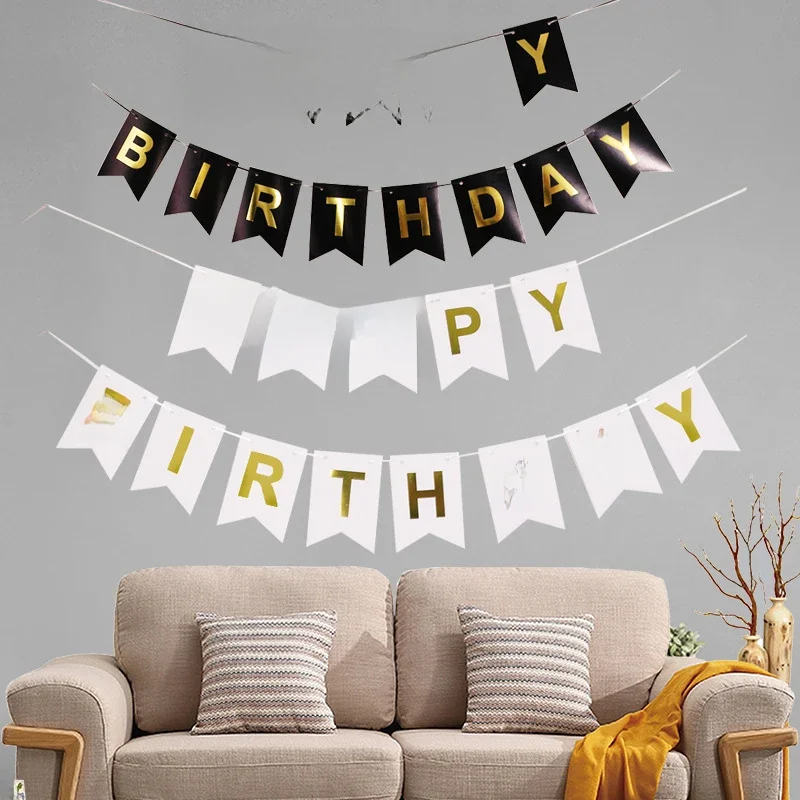 Nouveau joyeux anniversaire bannière banderoles drapeau décoration de fête enfants décor enfants ornement bébé coloré fille garçon Parti fournitures