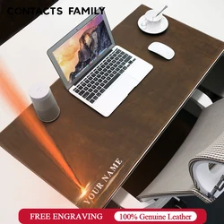 CONTACT'S FAMILY Genuine Leather Mouse Pad Cowhide Large Desk Mat Computer Mousepad Keyboard Table Cover for PC Gamer Laptop