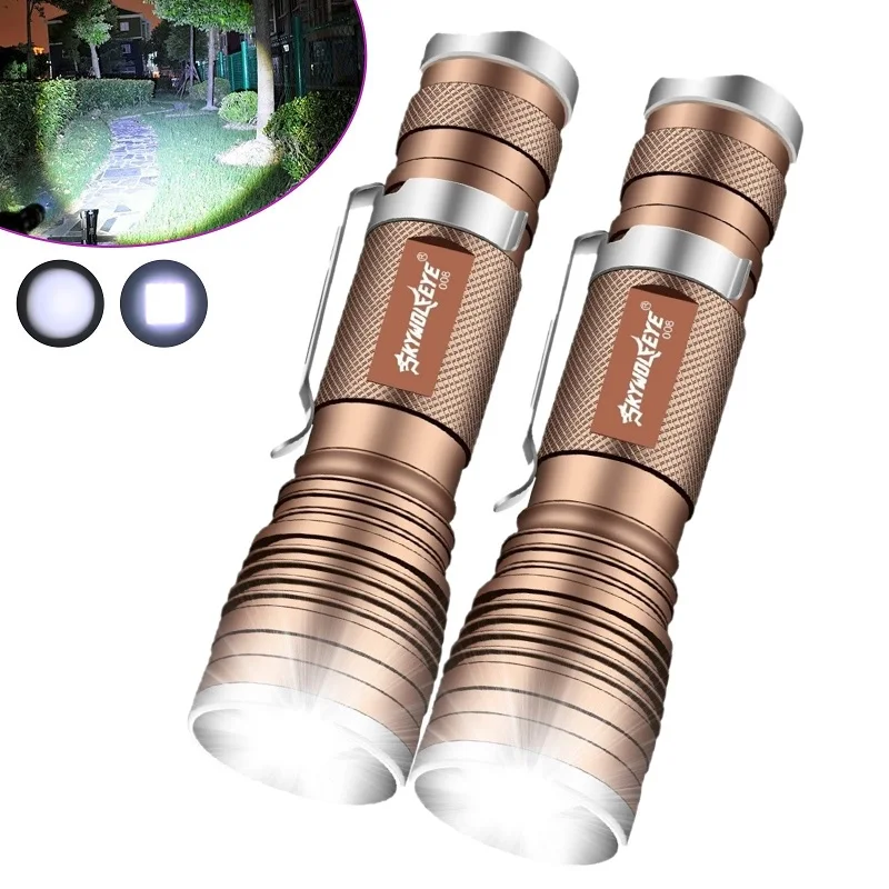 2 Pack Small Super Bright LED Flashlight Zoomable High Lumen 3 Light Modes xHandheld Flashlights for Men Hiking Camping