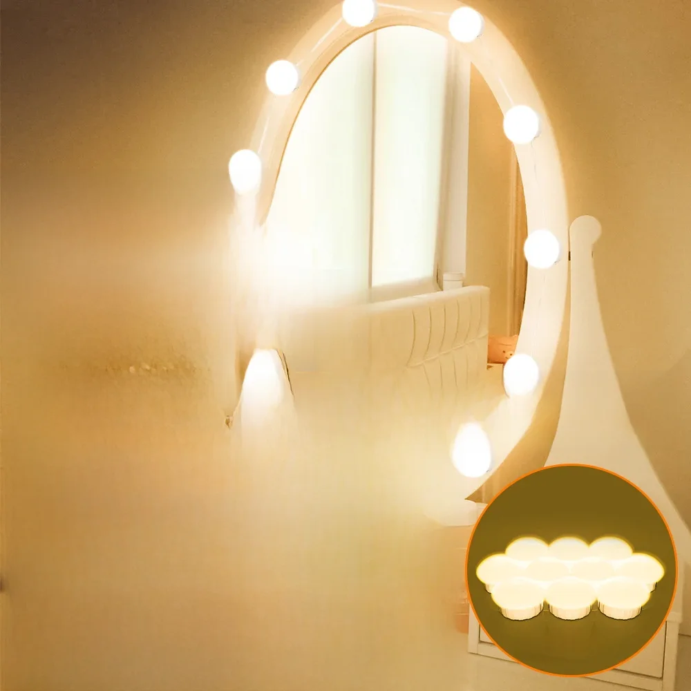 LED Vanity Mirror Light USB Dressing Table Lamp Stepless Dimming Home Room Bedroom Bathroom Cabinets Mirrors Decoration Lighting