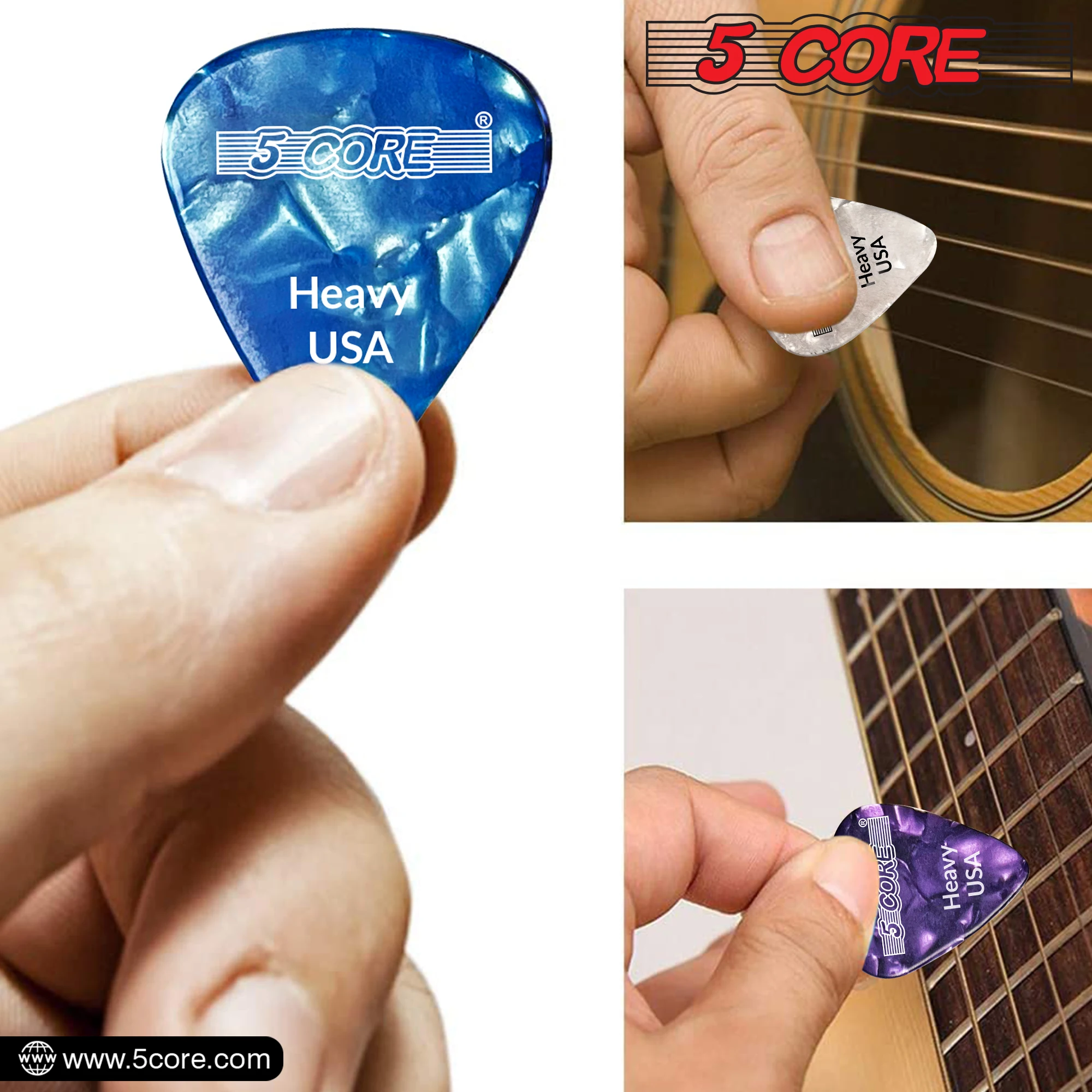

5Core Guitar Picks 0.96mm Celluloid Heavy Gauge Pick - Acoustic Electric Bass Guitars RED- G PICK H R 12PK