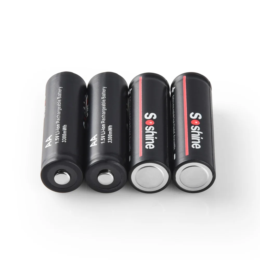 Soshine 1.5V AA Lithium Rechargeable Battery 1.5V Lithium Li-ion Battery 3300mwh AA Batteries for toys Remote Control Camera