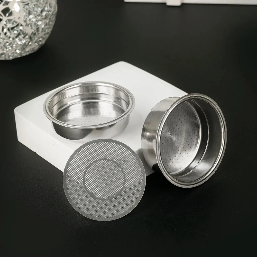 Panier de filtre à café en acier inoxydable, Double couche pressurée de 51mm, avec écran à rondelle, passoire poreuse pressurisée pour café