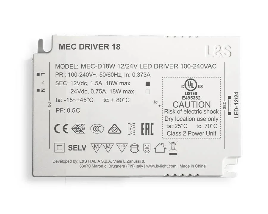 LS 12591670100 MEC Driver MEC-18W 100-240V AC 12-24V DC 18W 31108277 - Compact & Efficient LED Driver