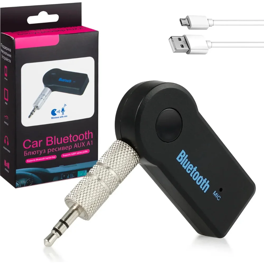 Adaptador Receptor Bluetooth Auxiliar P2 3,5mm - Conecte seu Carro (Preto)