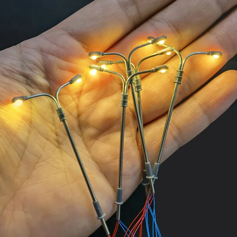 5/20/40/70pcs 3V Model Straat Licht Warm Wit Led metalen paal voor Z TT N Ho schaal trein verlichting Landschap spoorweg Lamp Layout - afbeelding 2