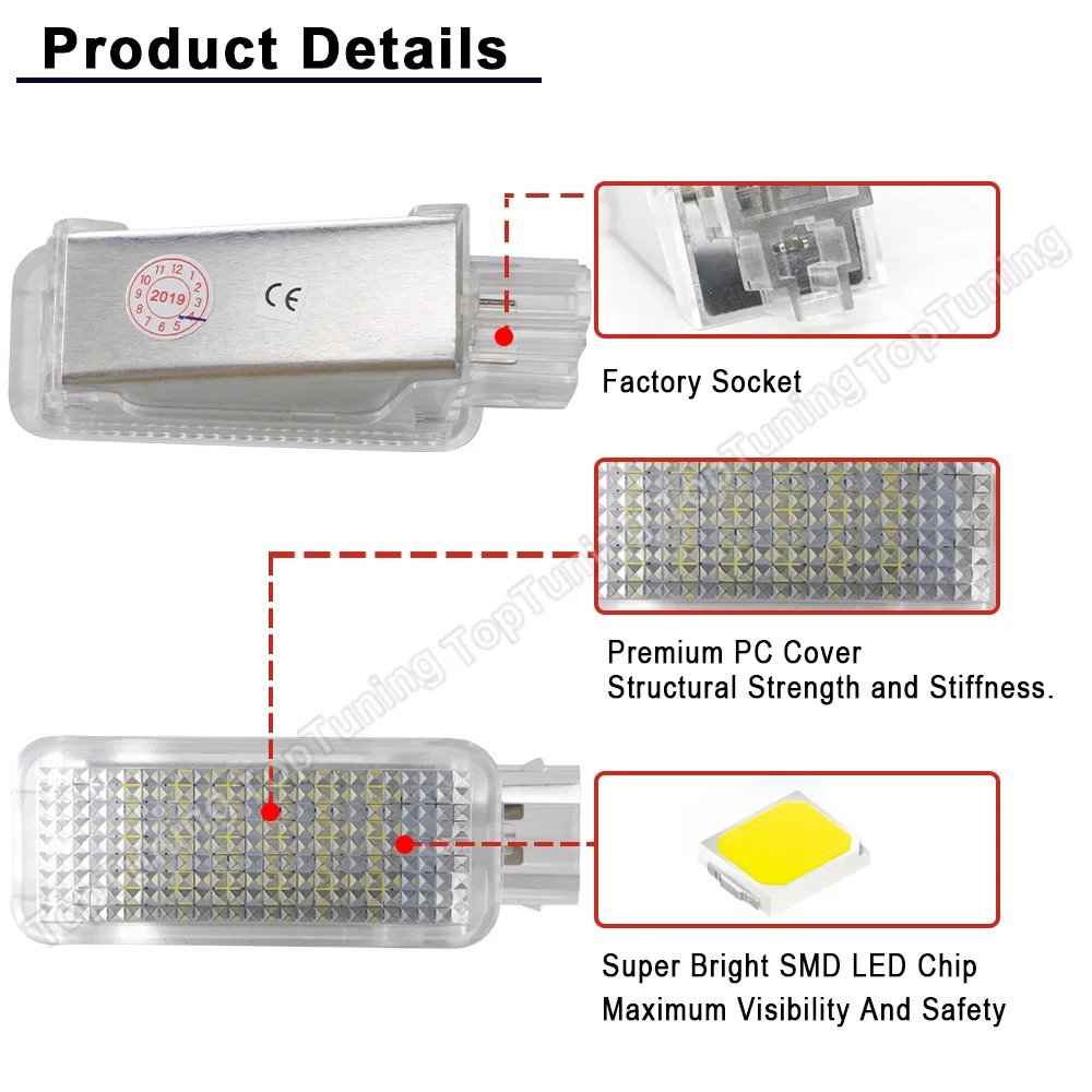 For Skoda Octavia Mk2 Mk3 Fabia Superb LED Trunk Interior light Courtesy Door Footwell Lamp For Audi A1 A2 A3 A4 B6 B7 B8 A5 A6