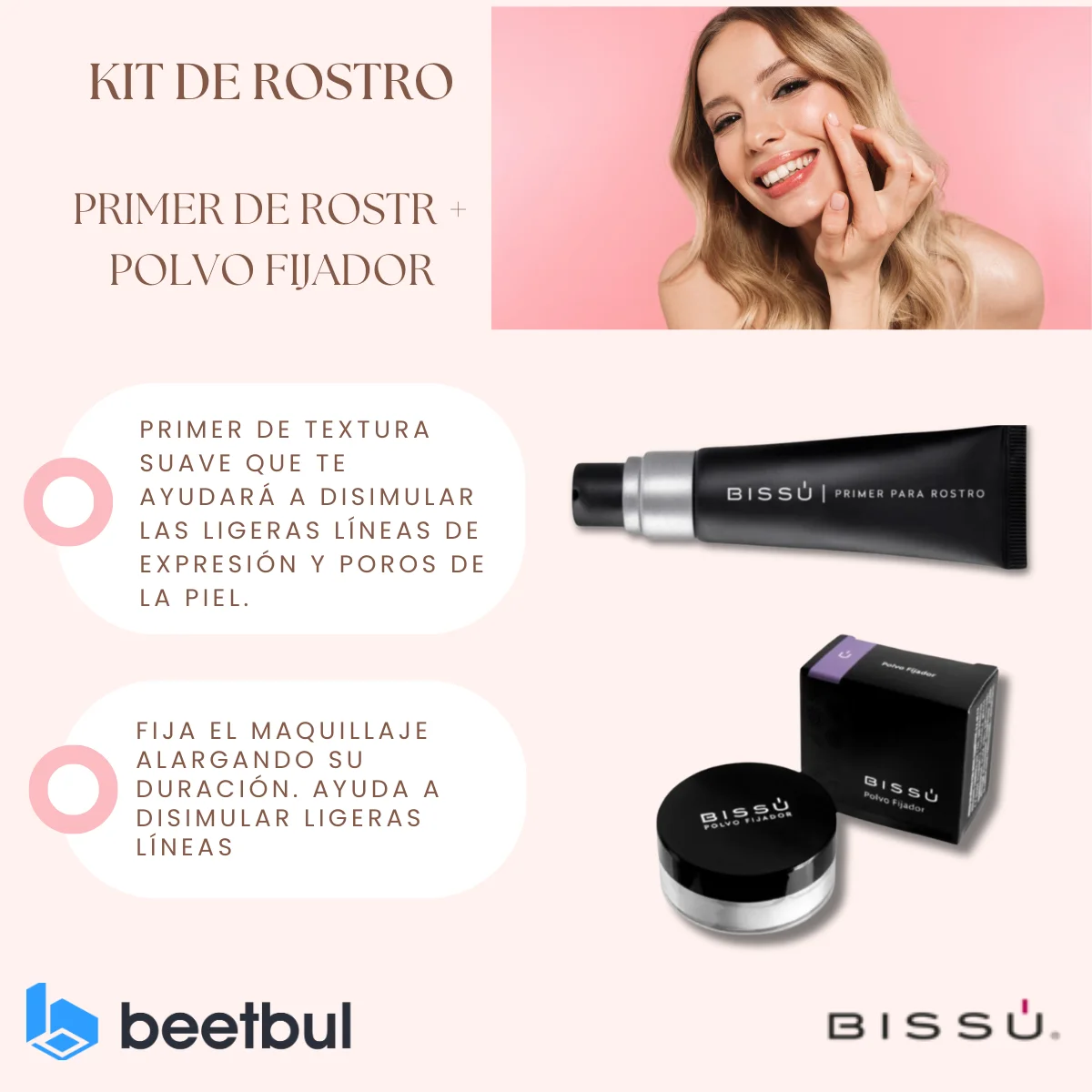 Bissu Face Kit-First Face Kit (27.5 ml) and Fixing Powder (8 grms), Oil Free, Fragrance Free, Hyaluronic Acid and jojoba Oil for Matte Finish-Bissú